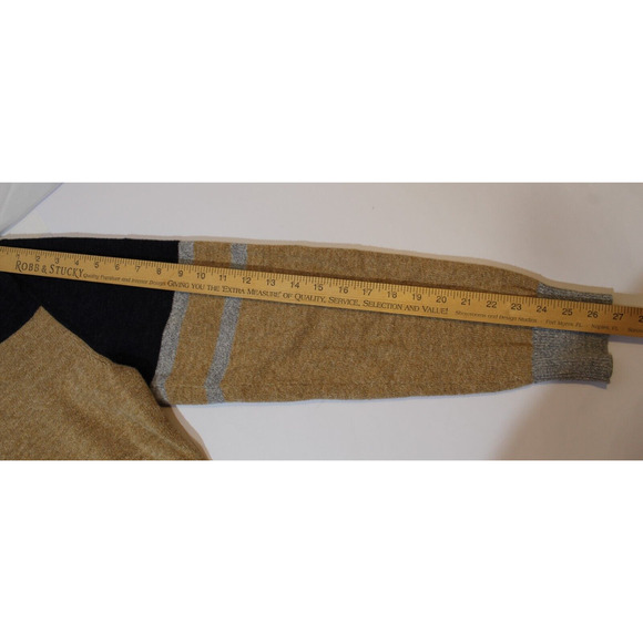 J Crew Tan Gray Black Color Block Knit Sweater Crewneck Men's L/XL Wool Blend - Picture 10 of 10